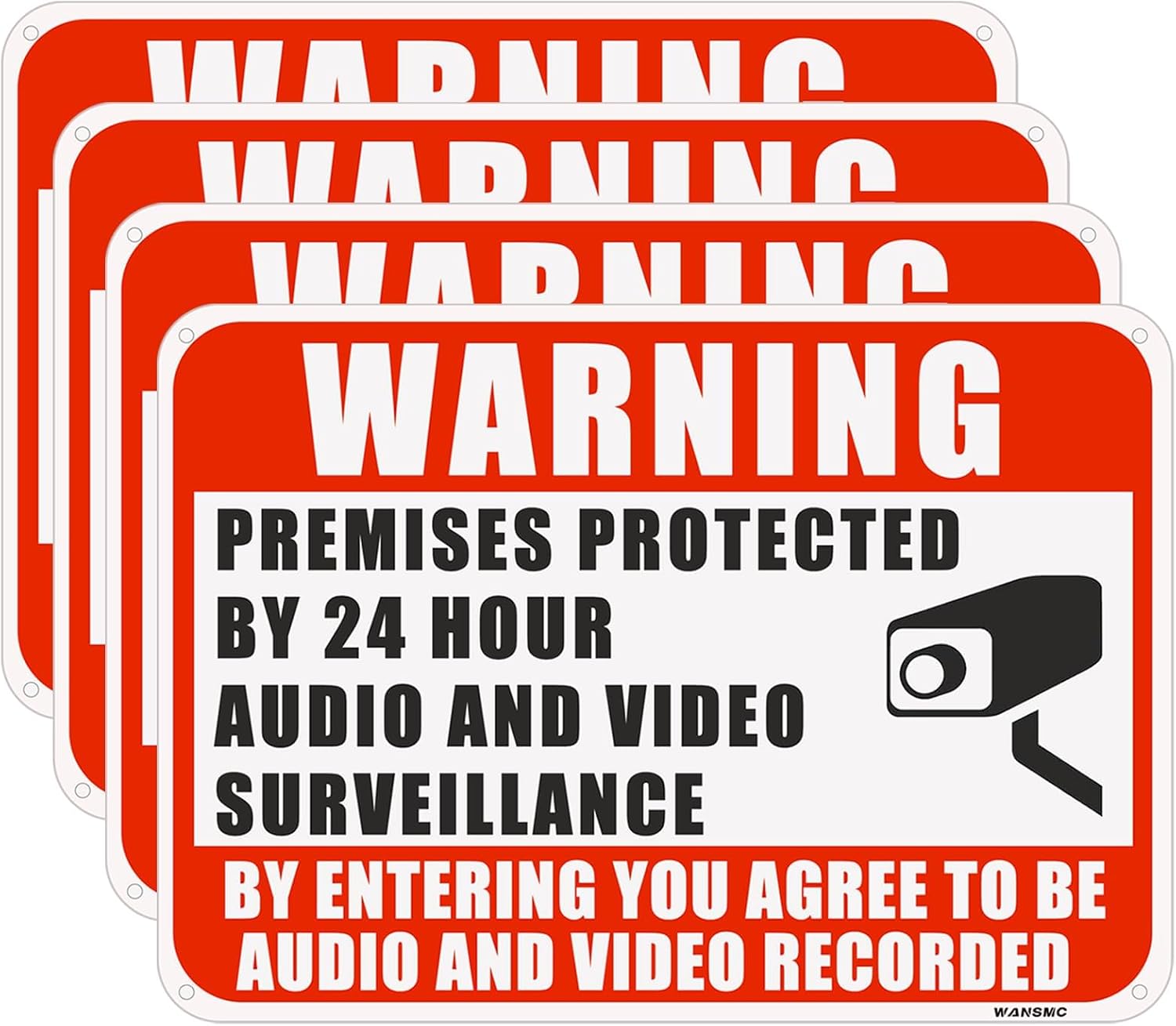 2PC Warning Premises Protected By 24 Hour Audio And Video Surveillance, 10 x 7 Inches - Aluminum - You are Being Recorded Camera In Use Monitoring Signs, Easy to Mount