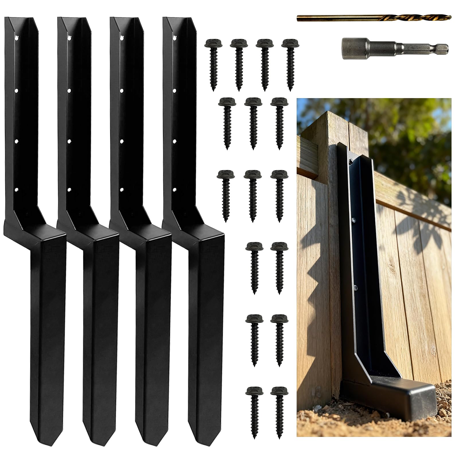 Photo 1 of seektik Fence Post Repair Kit, 4 Pack, One-Piece Design