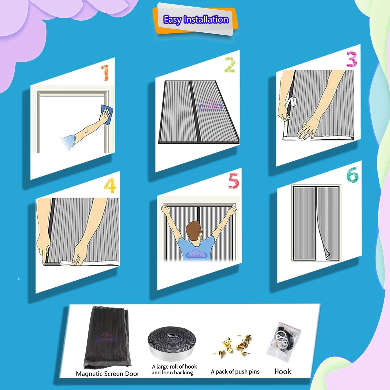 Fliegengitter Fenster 120x230 cm, Magnet Insektenschutz Der Magnetvorhang Ist Ideal Für Die Fenster und Fenster Kinderleichte Klebemontage Ohne Bohren Schwarz Neuste-Version