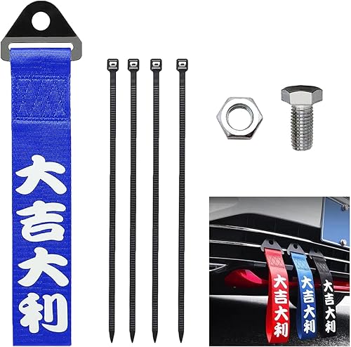 JDM - Correa de remolque para automóvil JDM, correa de remolque deportiva para parachoques delantero o trasero, correas de remolque decorativas