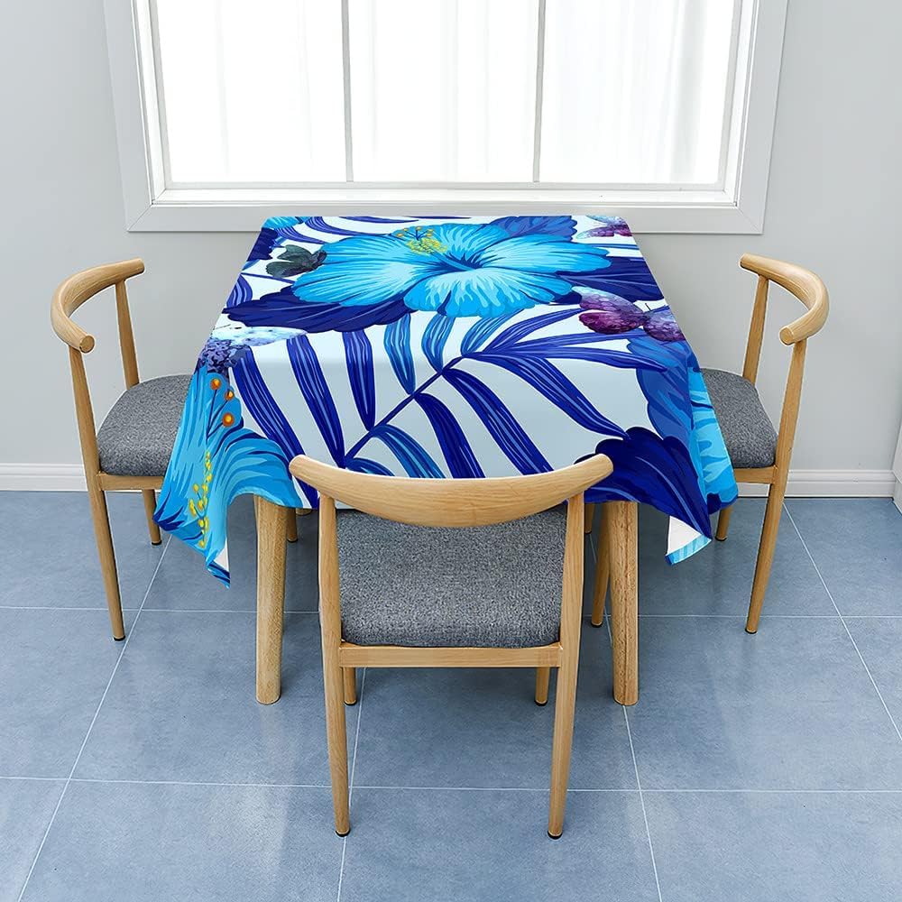 Tovaglia Antimacchia Rettangolare Fiori Tropicali, Tovaglie da Tavolo Impermeabile Poliestere Piante Tropicali 3D, per Natalizia Cucina Feste Giardino, 200x200 cm A/B2208