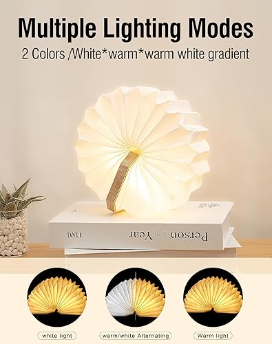 Miniatura 6 de Originality - Lámpara de acordeón plegable, lámpara de escritorio de madera portátil, iluminación ambiental, linterna de papel LED creativa con USB
