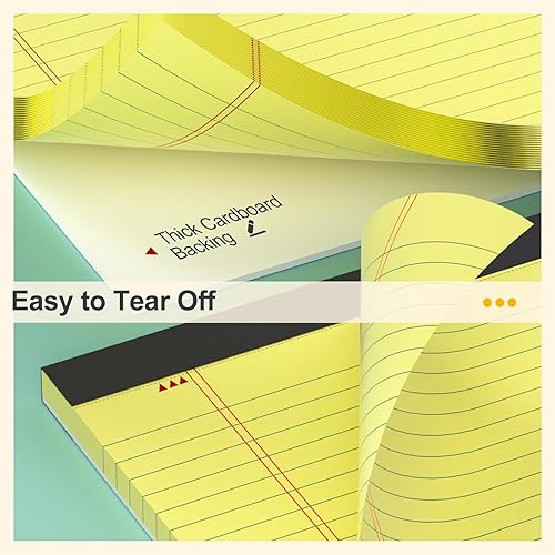 Miniatura 4 de Bloc legal amarillo de doble cara de 8.5 x 11.75, 38 líneas de rayas universitarias amarillas, paquete de 3 bloc de notas de 8.5 x 11.75 pulgadas,