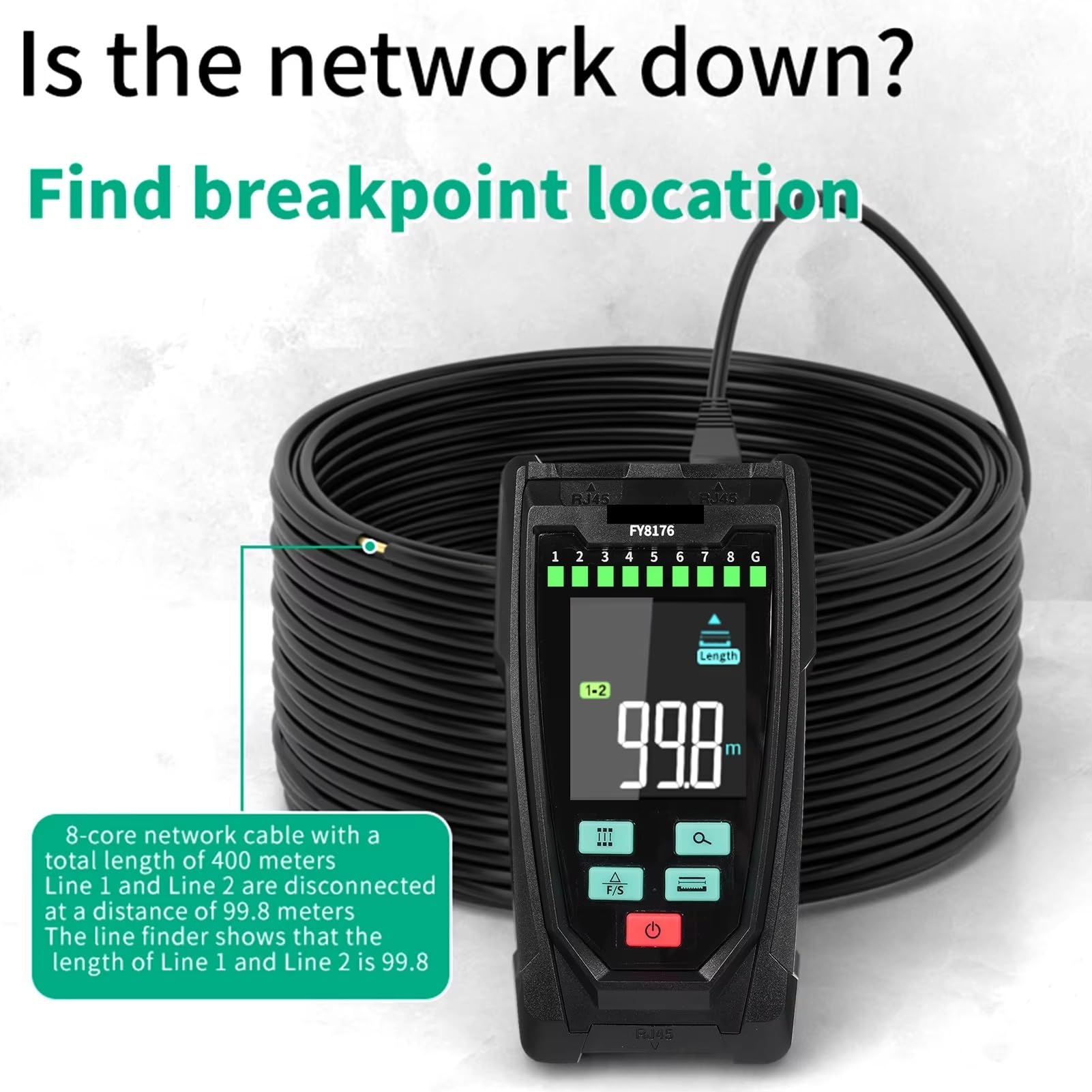 Tester per cavi di rete, Tester Per Cavi Di Rete, Localizzatore Digitale, PoE Regolabile, Localizzazione Distanza, Lunghezza,per cavo di rete