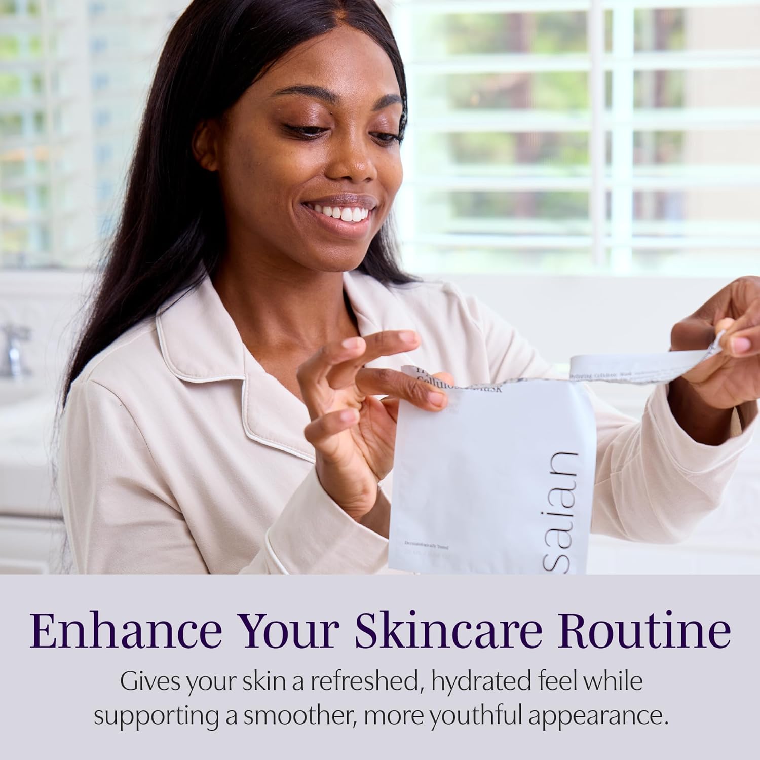 Saian Hydrating Cellulosic Sheet Masks 5-Pack – Hydrating Facial Skin Care for Women & Men | Deep Moisture Mask with Hyaluronic Acid, Argireline Peptide & Seaweed Extract | Spa-Quality Skincare Masks