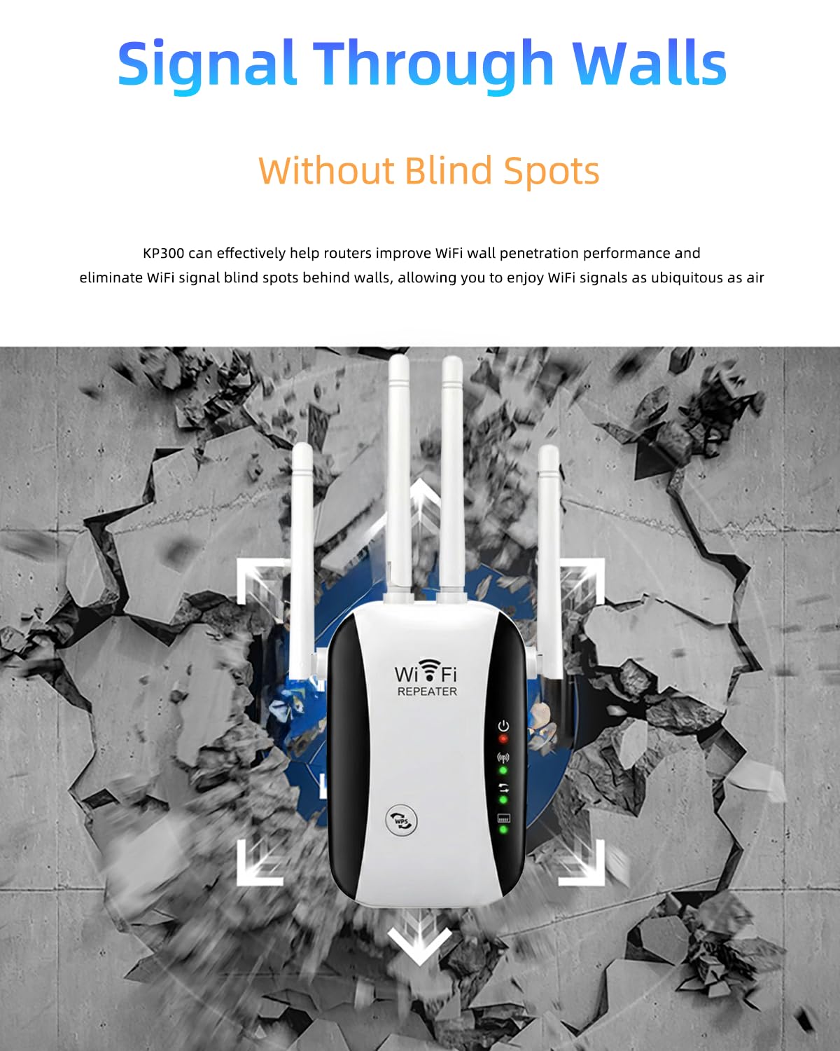 2026 WiFi Extender, WiFi Booster, Long Range WiFi Signal Amplifier, 4 Antennas Cover 5000 Sq.ft & 50 Devices, Internet Repeater with Ethernet Port, Quick Setup, UK Plug, White — view 5