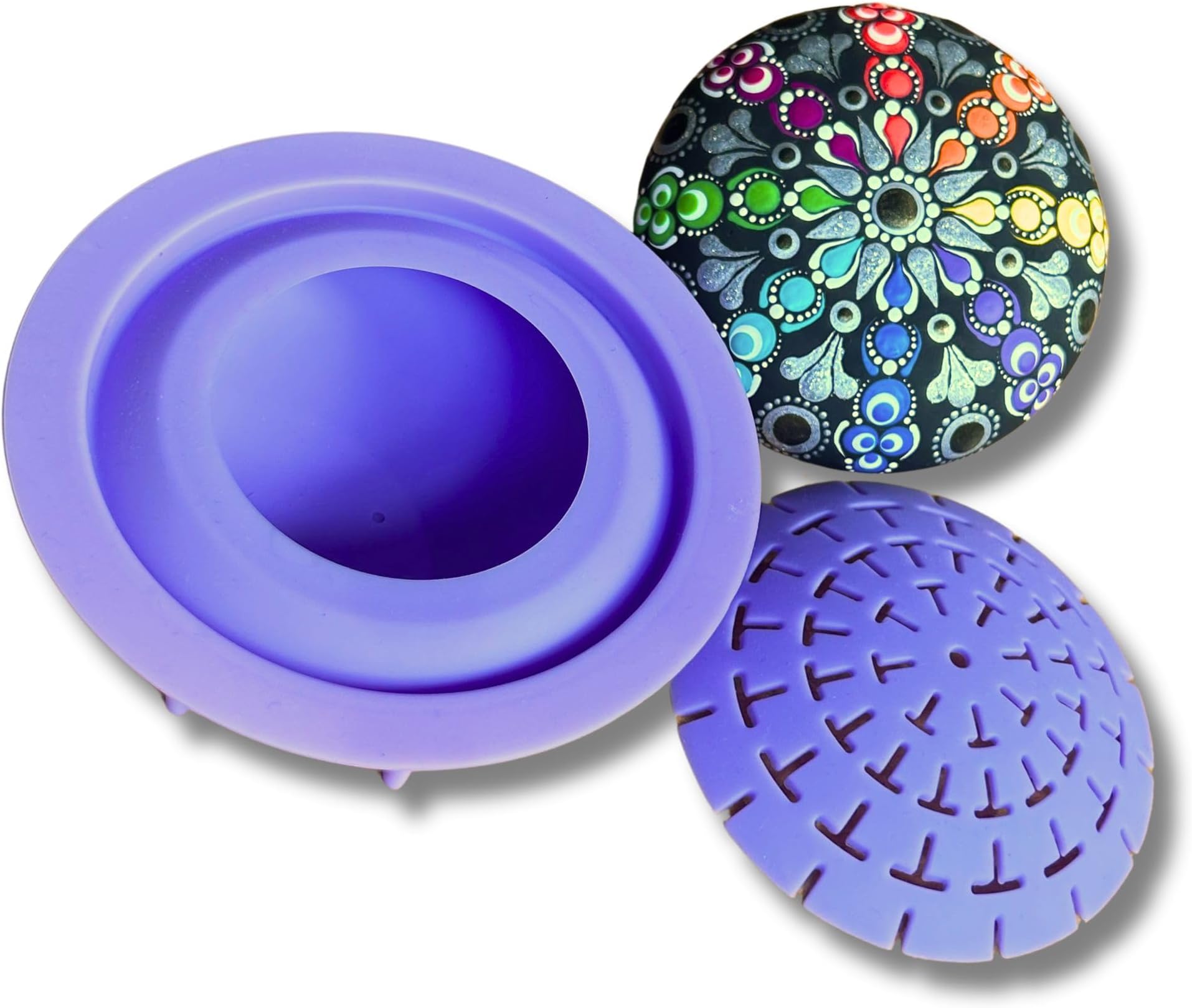 Happy Dotting Company Mold for Making Stones with Dome Template - Design #2 - - Round Smooth Pebble Like for dot Art Rocks, Mandala Art DIY Crafts Painting Drawing - Gypsum, Cement Rock Casting