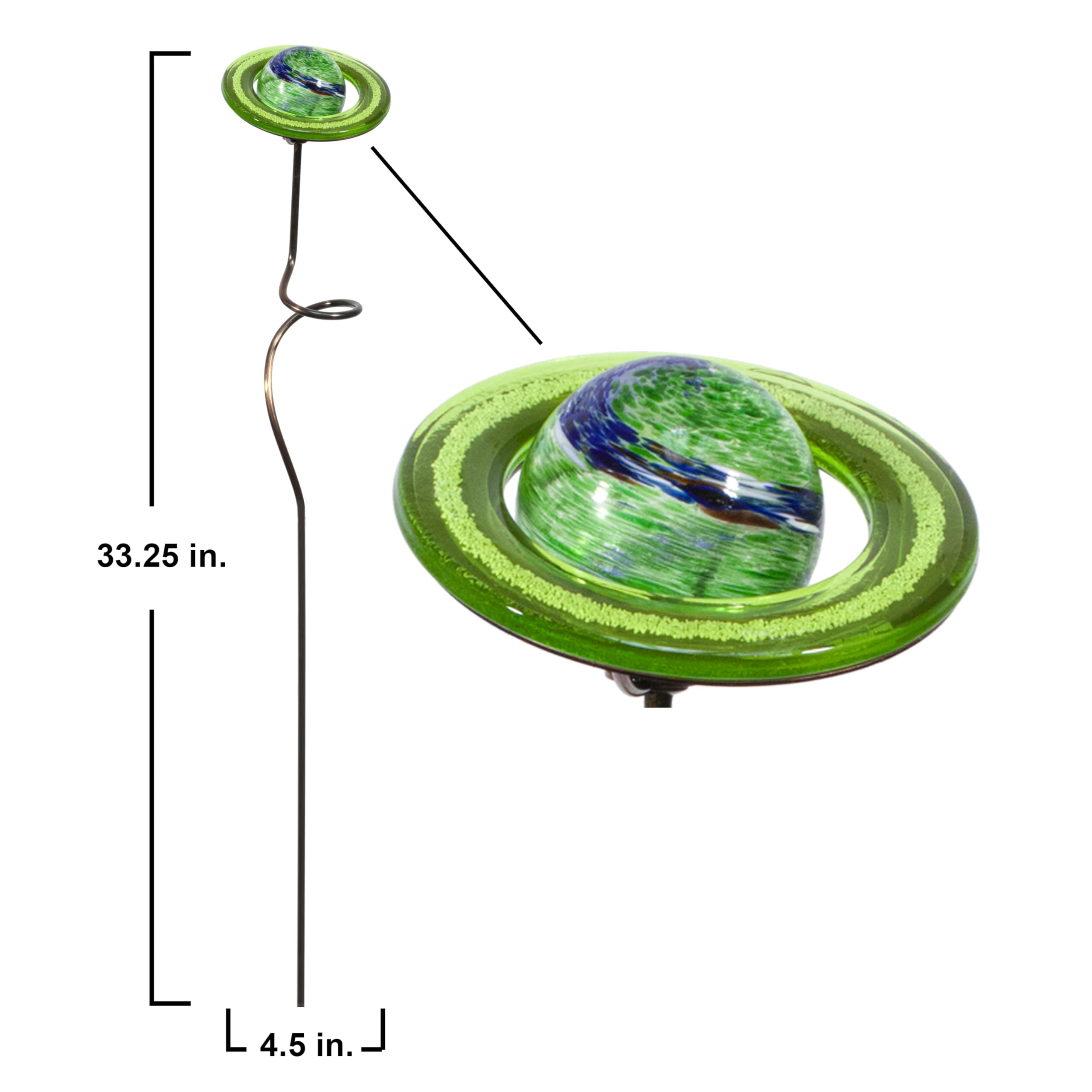 Echo Valley 4207 Illuminarie Glowing Yard Globe and Stake, Hand-Blown Glass Globe, Saturn, Outdoor Décor