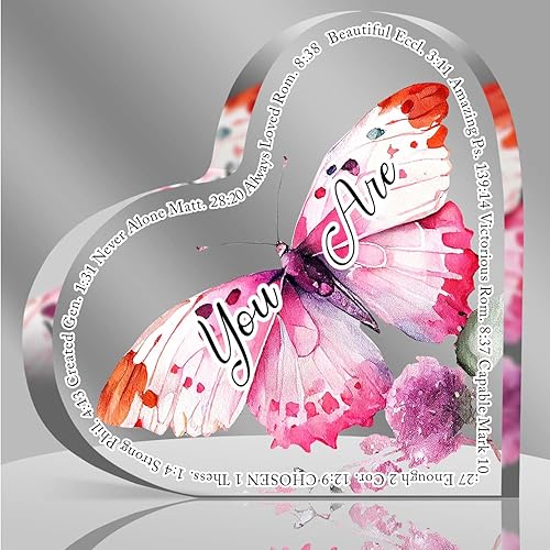 Letrero inspirador de decoración de escritorio para mujeres, decoración de escritorio acrílico en forma de corazón, cumpleaños, regalo de Navidad