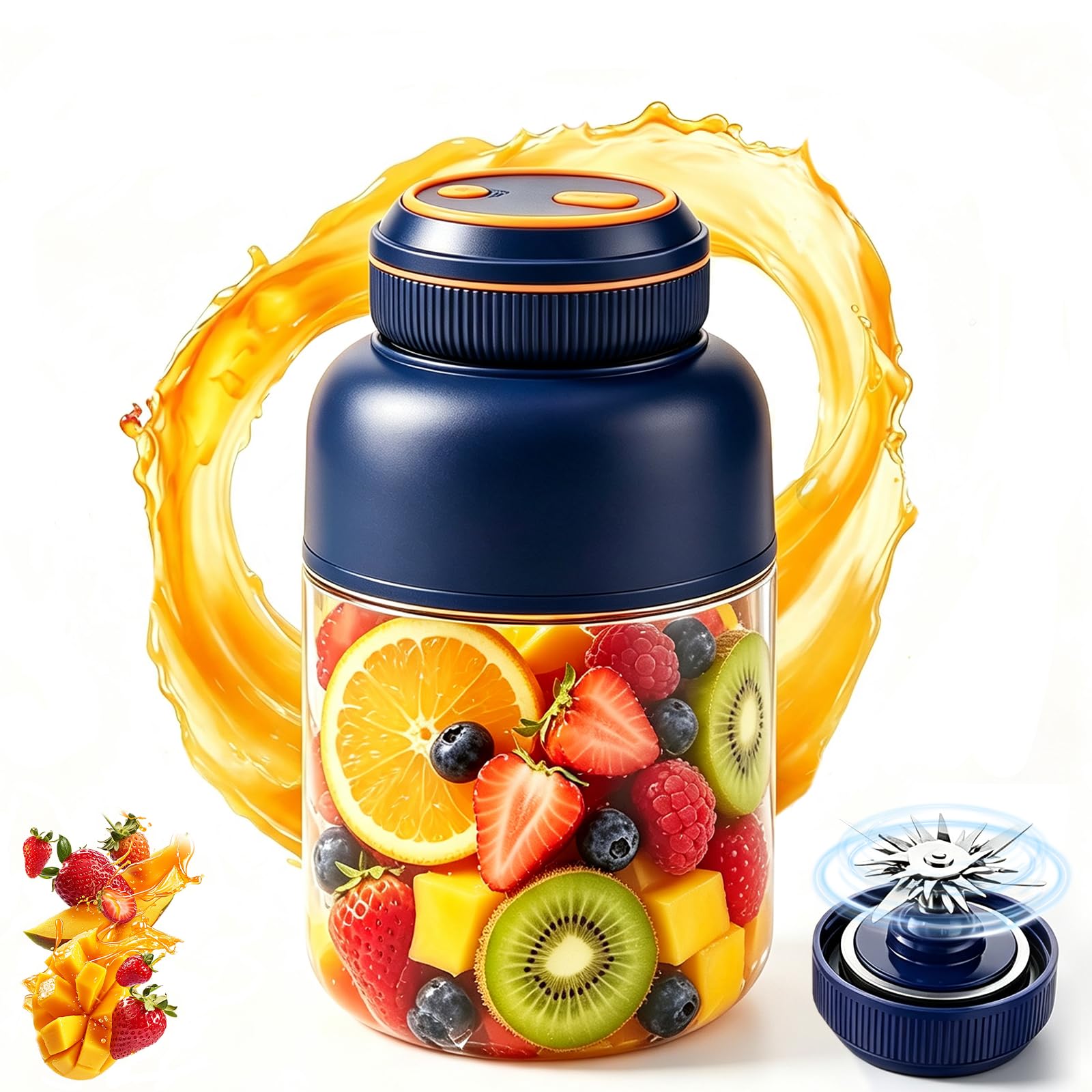 1300ml Portable Blender, Juicer, Cordless USB Rechargeable Mini Blender