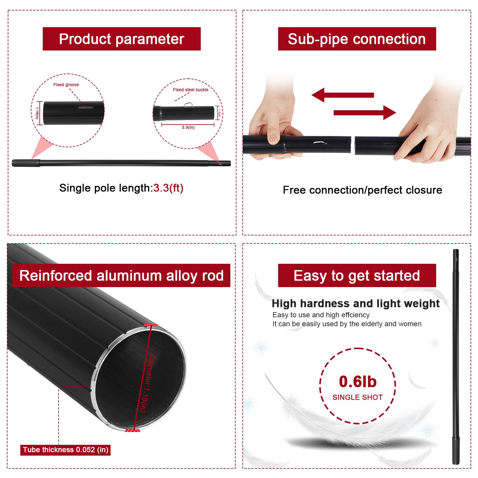 Kit de poste de alimentación de agua de 26 pies, cepillo de limpieza de panel solar giratorio y escobilla de goma, 2 cepillos para polvo, poste ligero negro extensible para ventana de techo