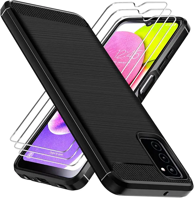 Coque Samsung A05S - Housse Silicone Antichoc avec Verre Trempé - Noir