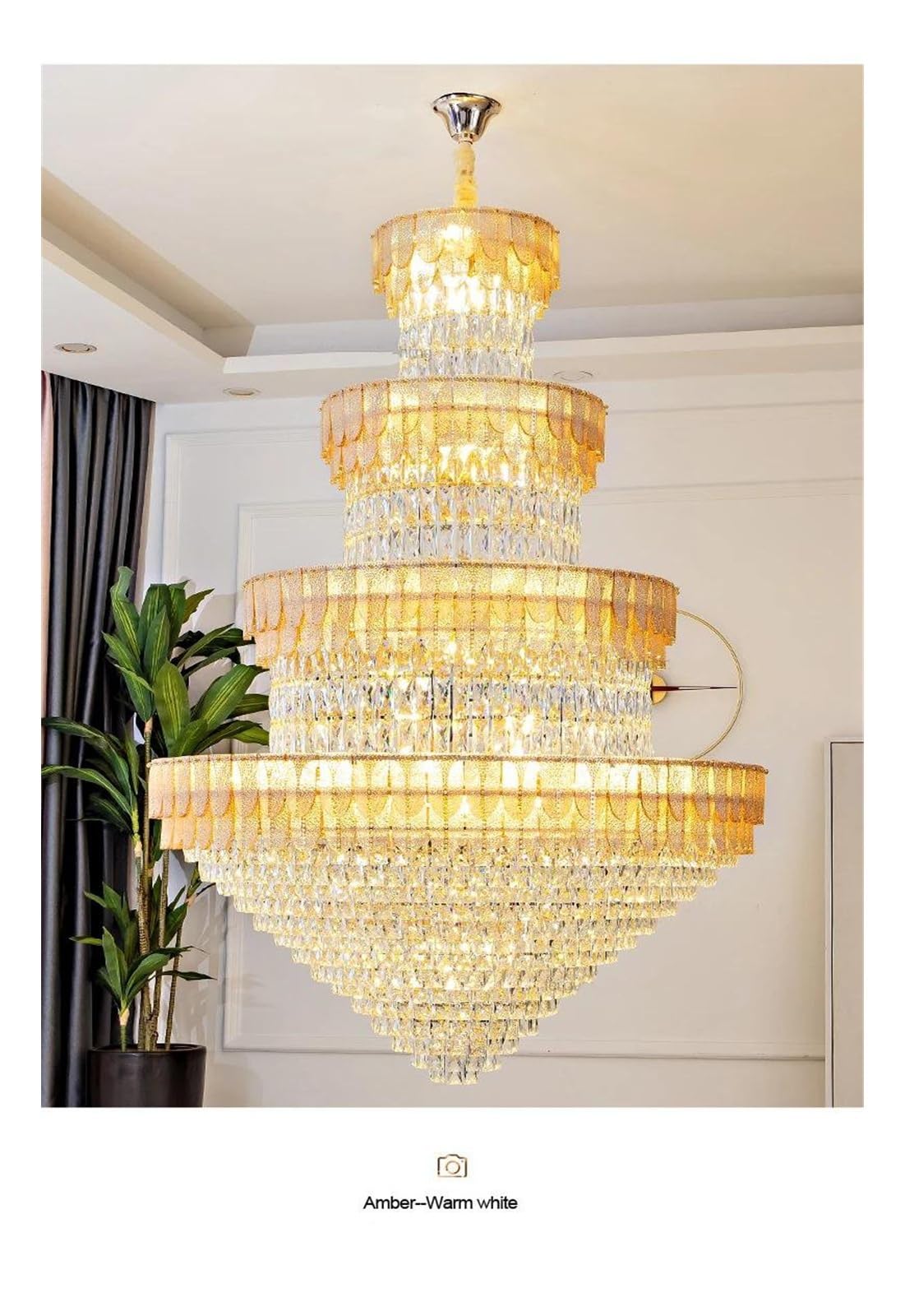 Genérico Lámparas de araña, Lámpara de araña LED lujo tendencia for sala estar, dormitorio, ambiente contemporáneo, villa, hotel, iluminación del hogar(D100cm Amber)