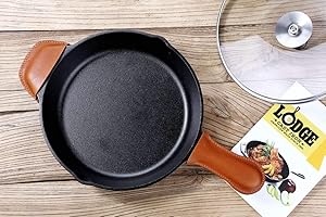 SET of 2 Brown vegetable tanned leather pot handle cover for lodge cast iron skillet