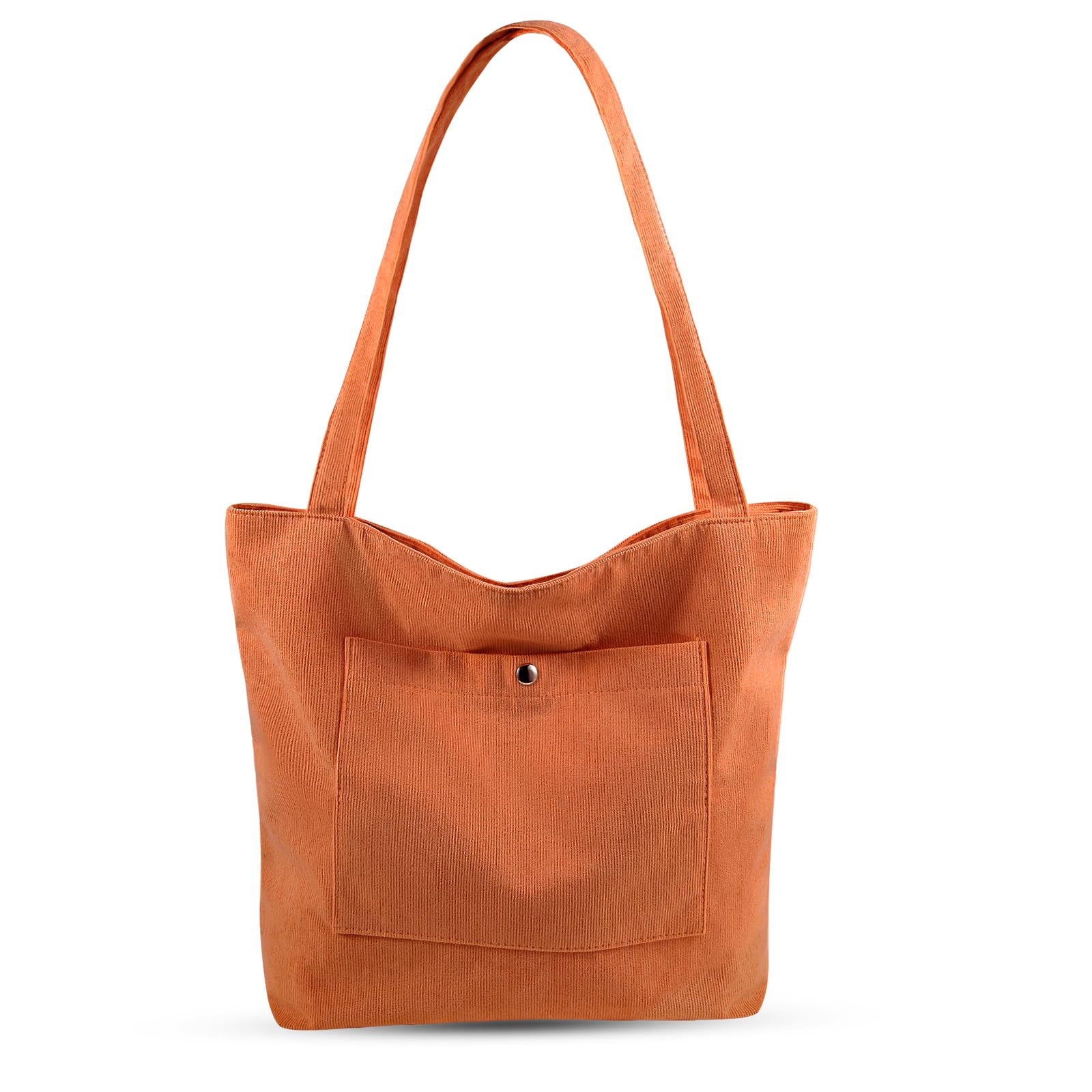 Corduroy Tote Bag for Women Large Shoulder Bag with Zipper and Pockets for Work Travel Shopping