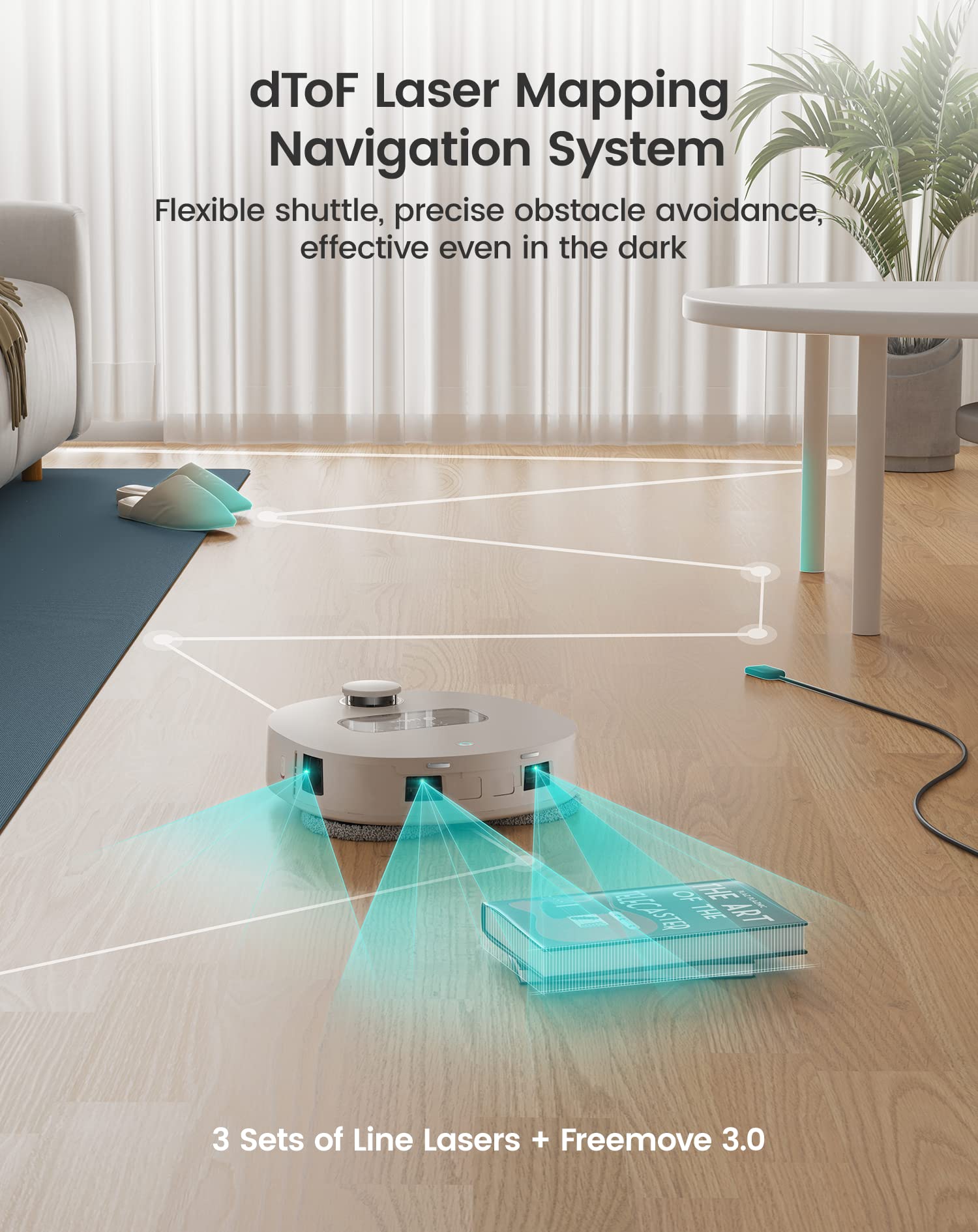 Trapeador robot autolimpiante T1, sensores inteligentes Lidar dToF, alfombra sin movimiento, tanque de agua grande de 5 L, trapeador de lavado y secado de aire caliente a 40°, compatible con 4