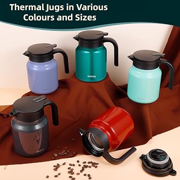 1L Thermal Coffee Carafe, Stainless Steel Insulated Jug, Agave Teal