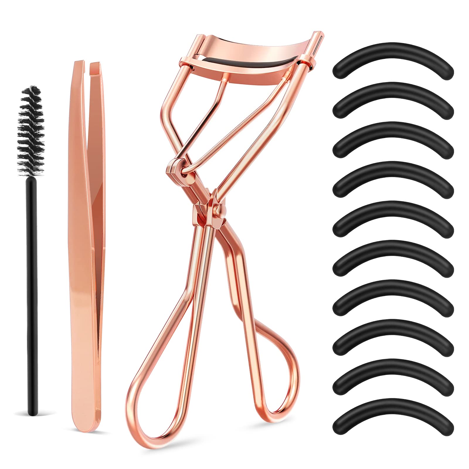 WLLHYF Kit de rizador de pestañas, herramienta de maquillaje profesional con peine integrado con 10 almohadillas de repuesto para mujeres y niñas que se rizan drásticamente