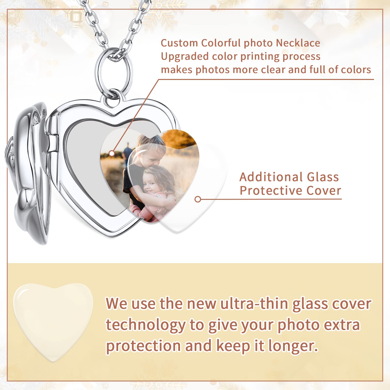 ChicSilver 925 Silber Medaillon für Damen Frauen Herzform Umarmung mit Hände Halskette mit Geschenkebox für Weihnachten Geburtstag Valentinstag