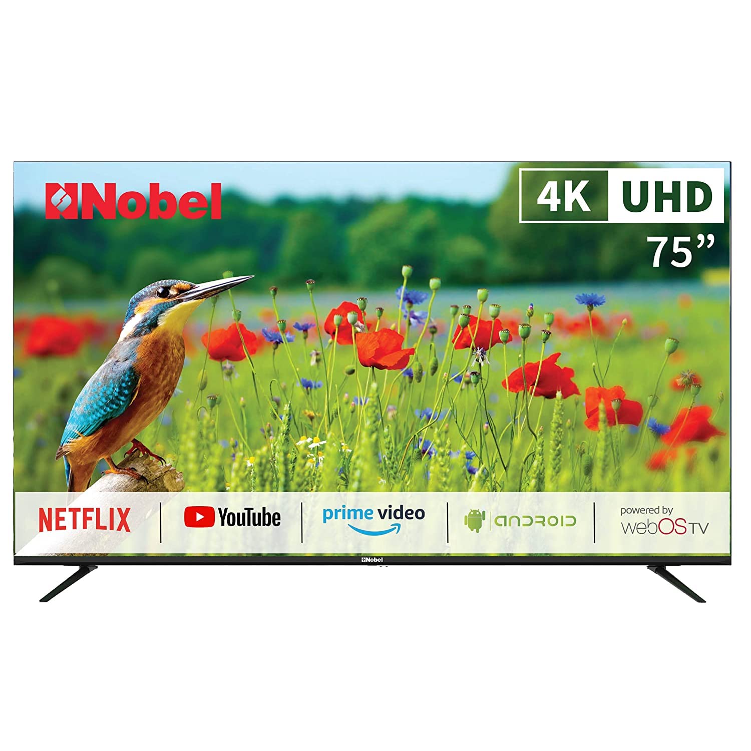 Nobel Led - Flat Frame Less Black 75 Inch Uhd 4K Smart Lg Webos Tv Dvbt2 Nob75Uau1Htn