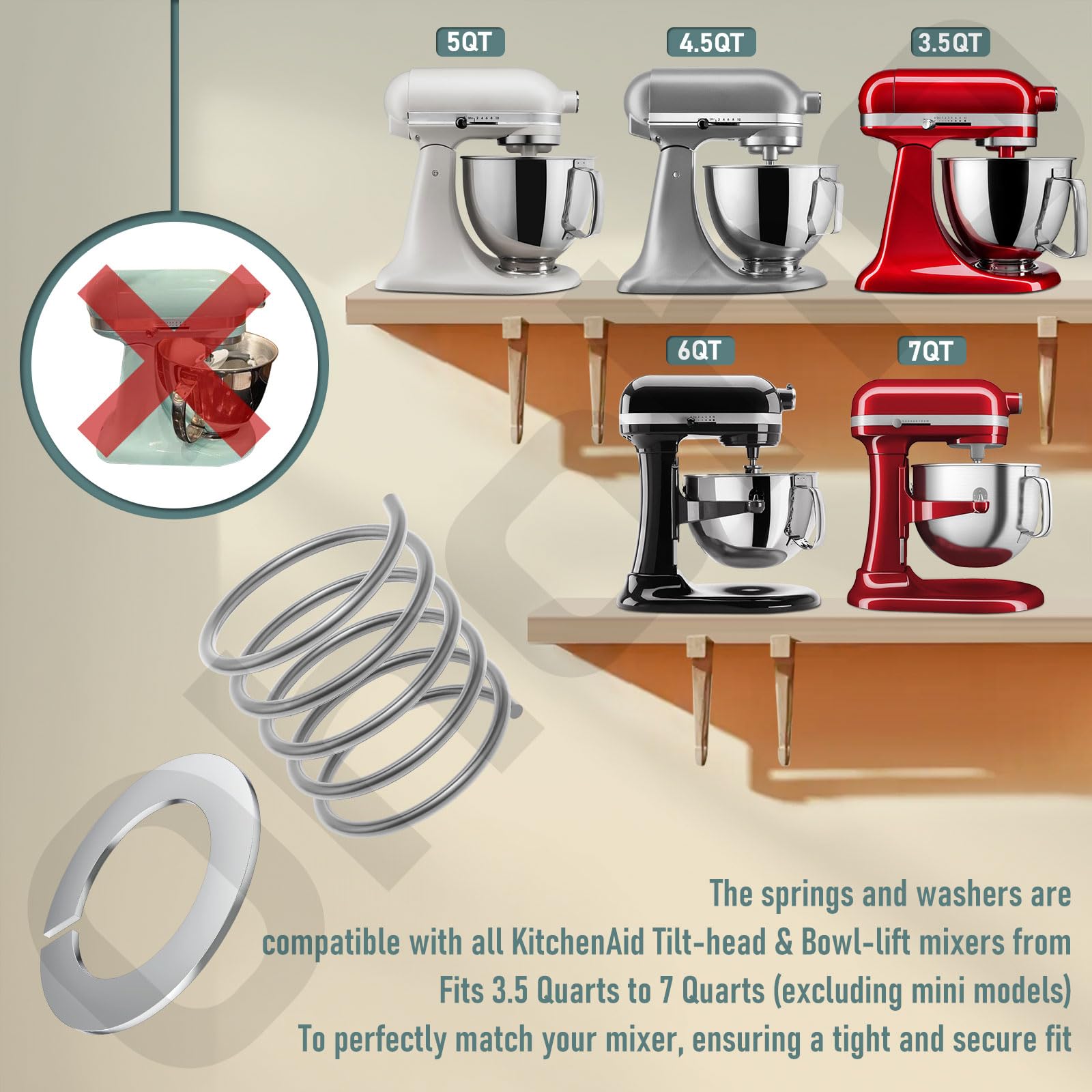 Ressort Et Rondelle En Acier Inoxydable Pour Mixeur Kitchenaid