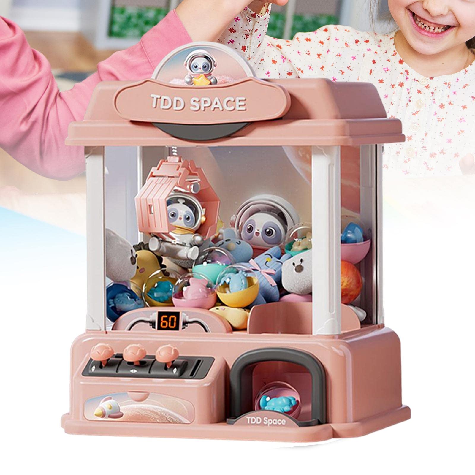 Mini Elektronische Greifautomat Puppen Automat Lernmaschine Interaktives Greifspielzeug Fördert Raumvorstellung für Haushalt Kindergeburtstag Freizeit, Rosa 74St