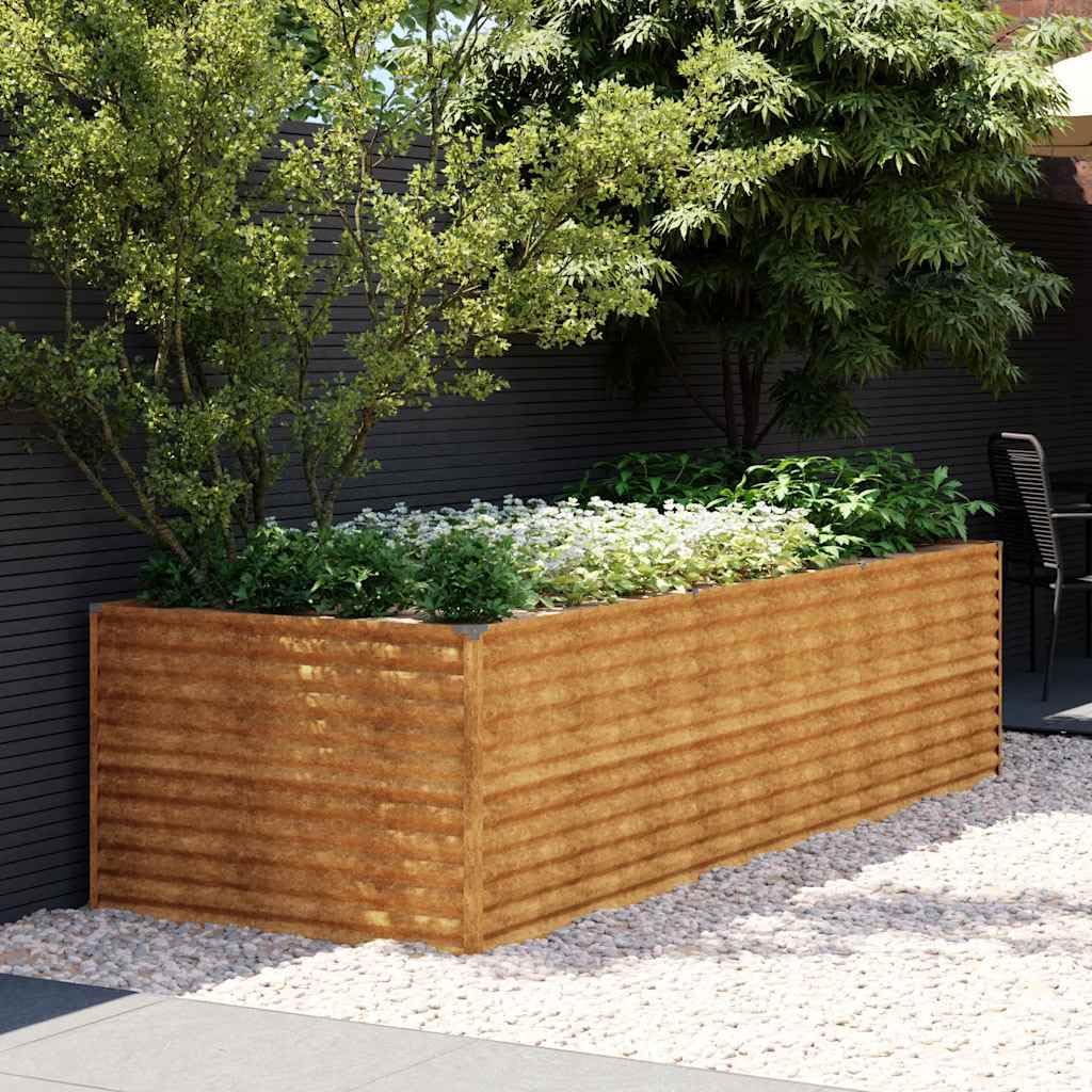 Letto per Orto in Acciaio Corten, Grande Rialzato da Esterno, Fioriera da Balconecon Fondo Aperto, Letto Orto Rialzato da Giardino Aiuola Sopraelevata per Piante, 290 x 100 x 69 cm