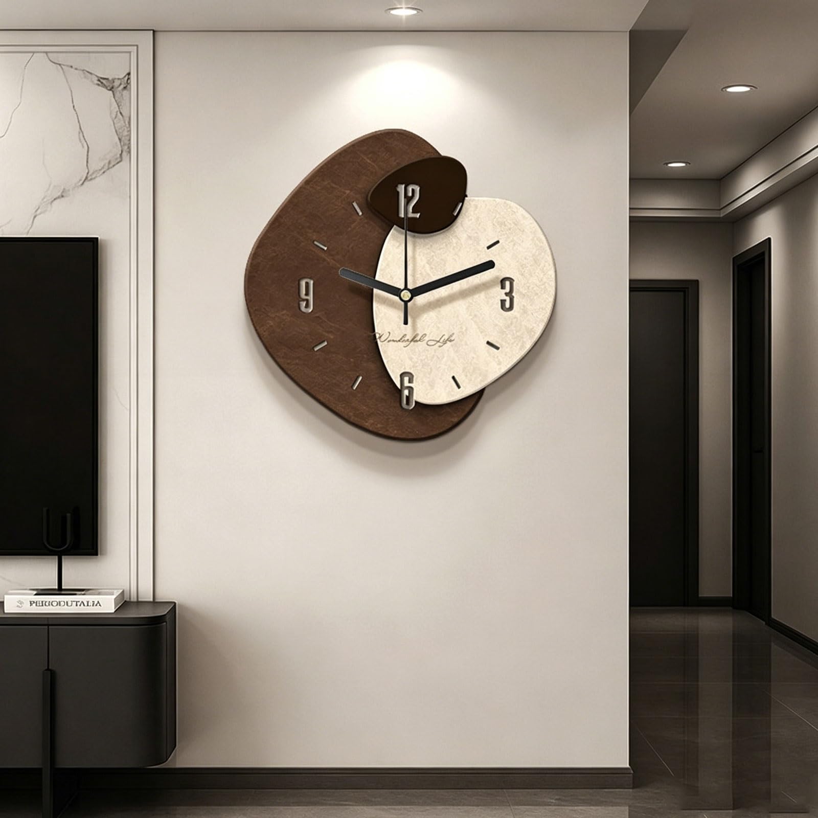 OECETCAWKD Modern 3D Wall Clock with Silent Non-Ticking, Sandstone Wall Art, Minimalist Frameless Hanging Painting, Home Decor for Living Room Dining Room(F,50 * 50CM/19.7 * 19.7IN)