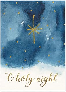 Current Nativity Blue Personalized Christmas Greeting Cards Set - Set of 18 Large 5 x 7-Inch Folded Cards, Themed Religious Holiday Card Value Pack, Add Names or Text, Envelopes Included