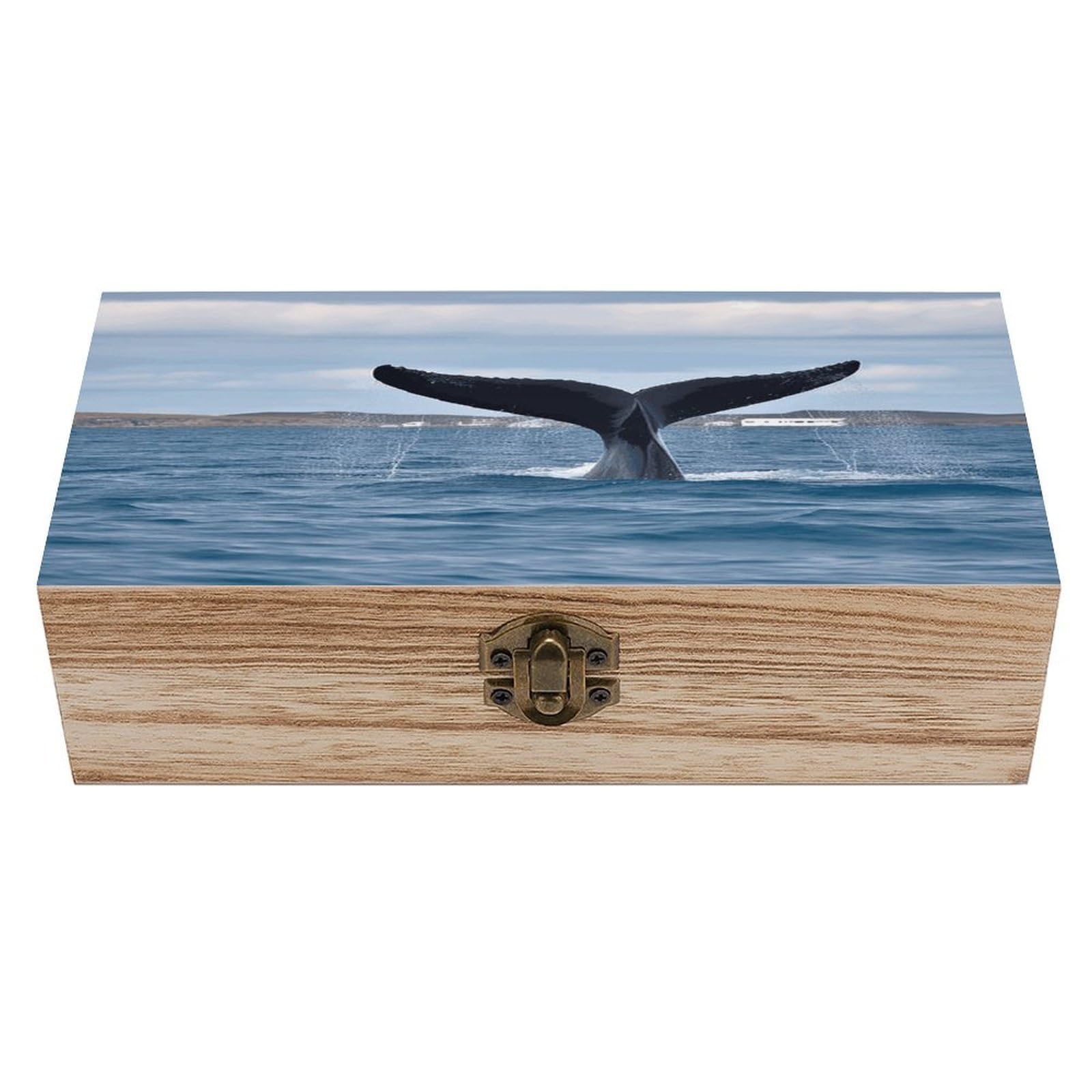 VstaDank Whale Tail Wooden Keepsake Box with Hinged Lid Solid Wood Gift Boxes Beautifully Keepsake Box Jewellery Organiser Retro Memory Treasure Case with Lids Decorative Boxes