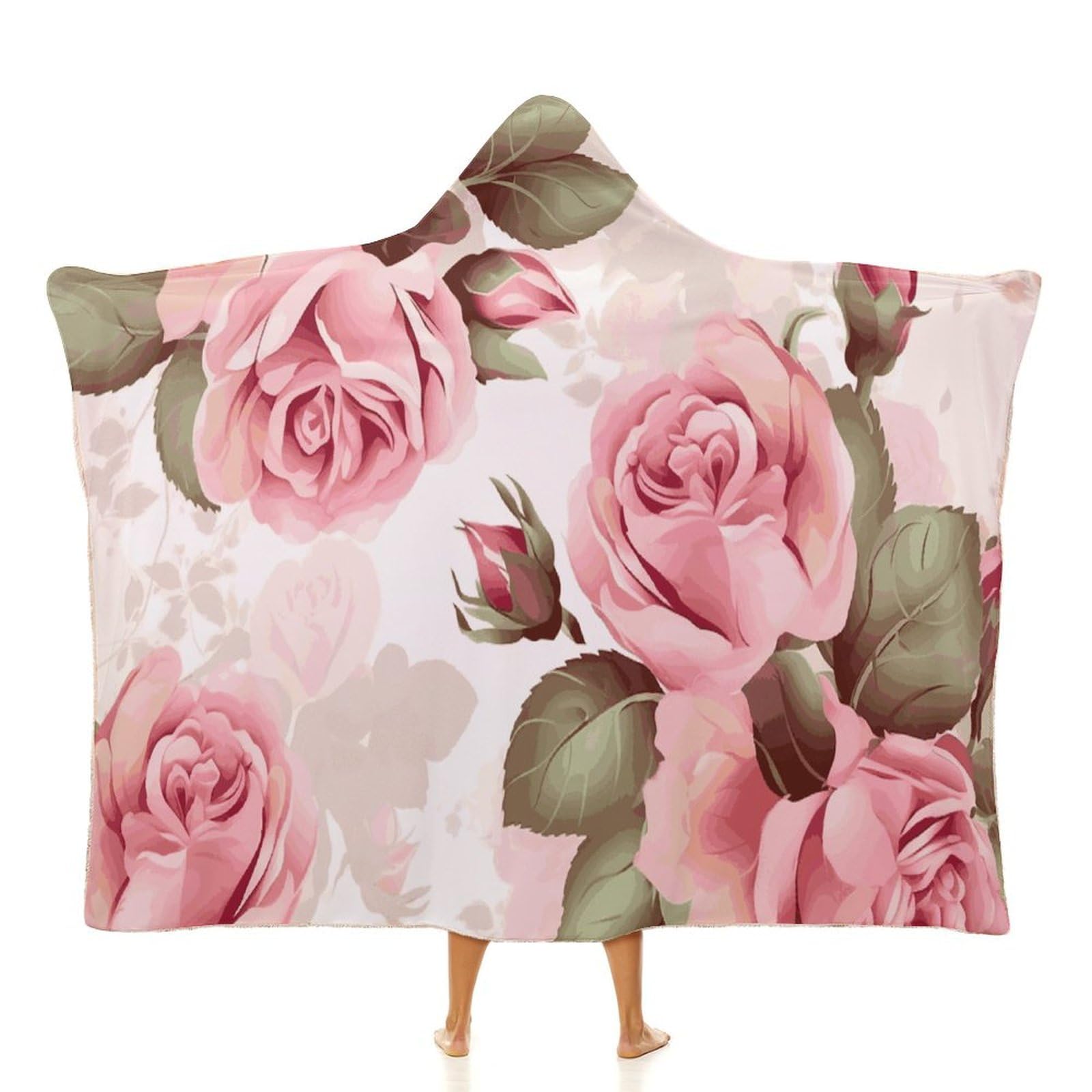 Cape à capuche rose à fleurs pour canapé et moments de détente au bureau
