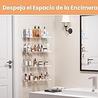 Vista 3 de upsimples Estantes acrílicos para almacenamiento de baño, estantes flotantes de 15 pulgadas, organizador de pared para perfume, maquillaje, cuidado