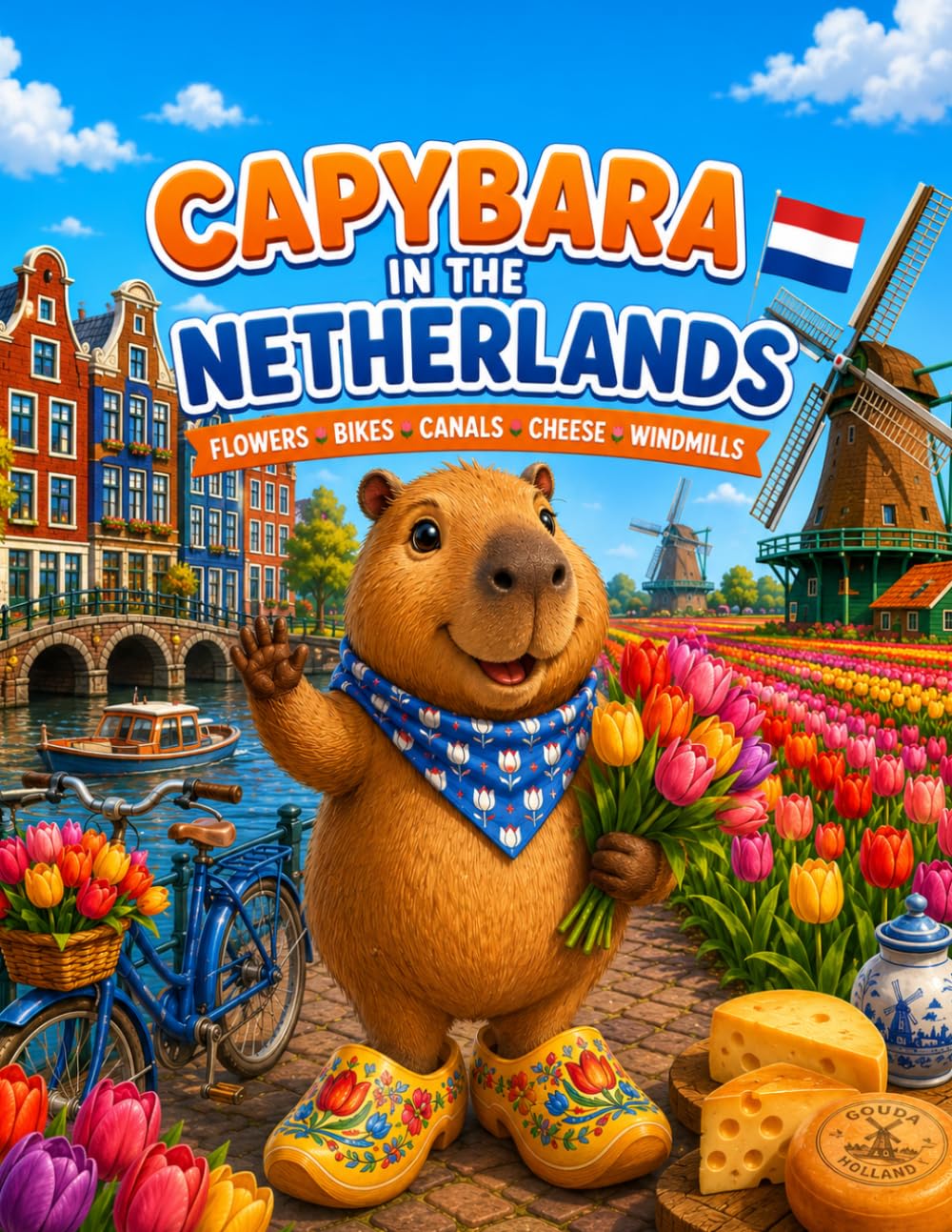 Capybara in the Netherlands: A Fun Coloring Adventure Through Tulips, Windmills, Canals, and Dutch Traditions (Capybara Around the World)