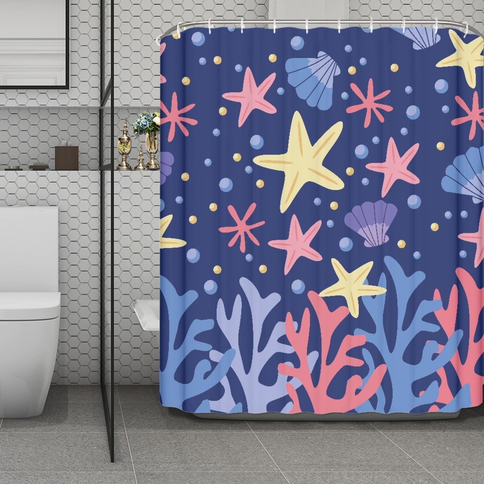 Rideau douche 200x240 cm jaune bleu violet anti-moisissure imperméable