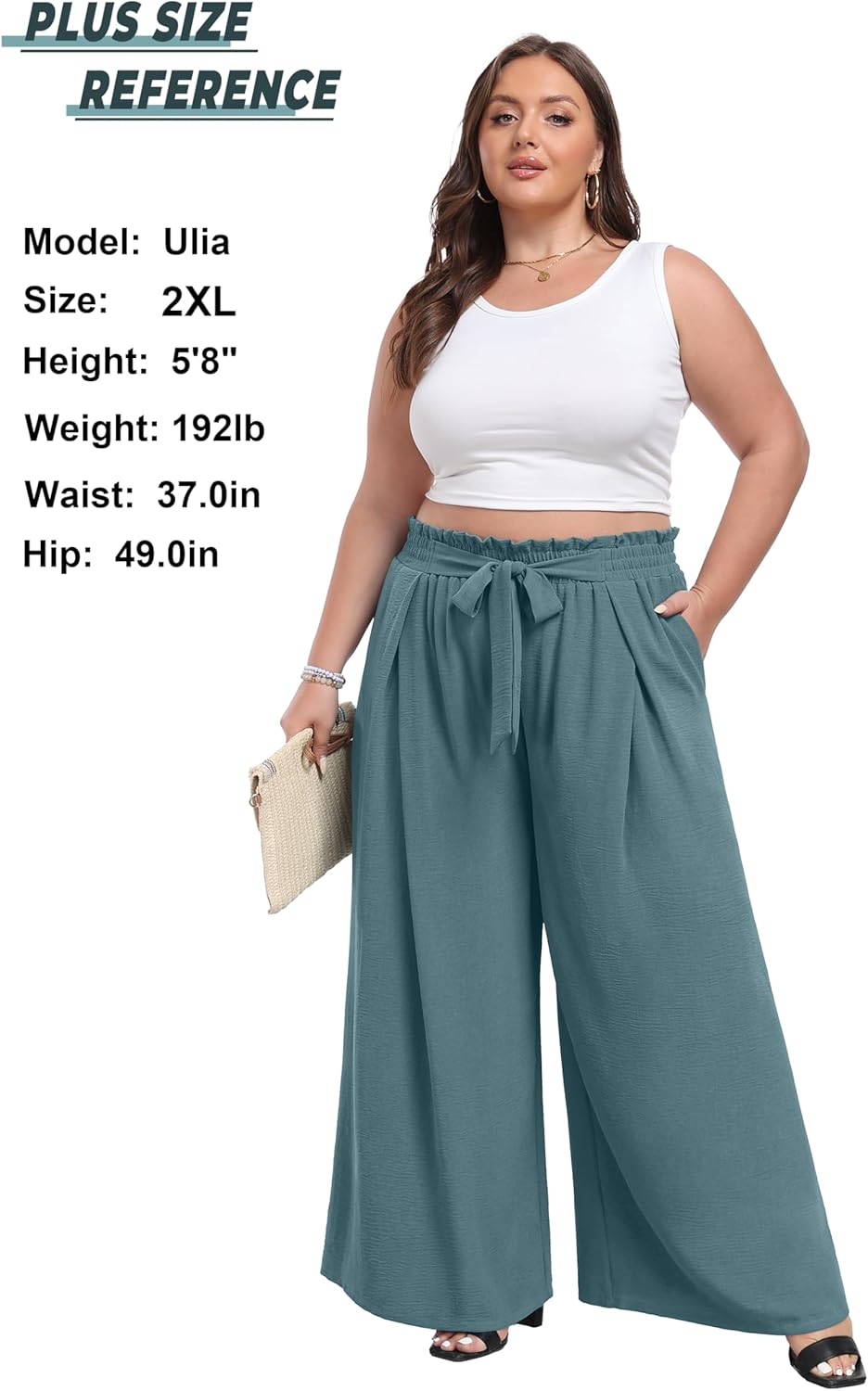Lepunuo Wide Leg Pants for Women High Waisted Palazzo Pants Work Casual Flowy Tie Knot Trousers with Pockets - Image 4