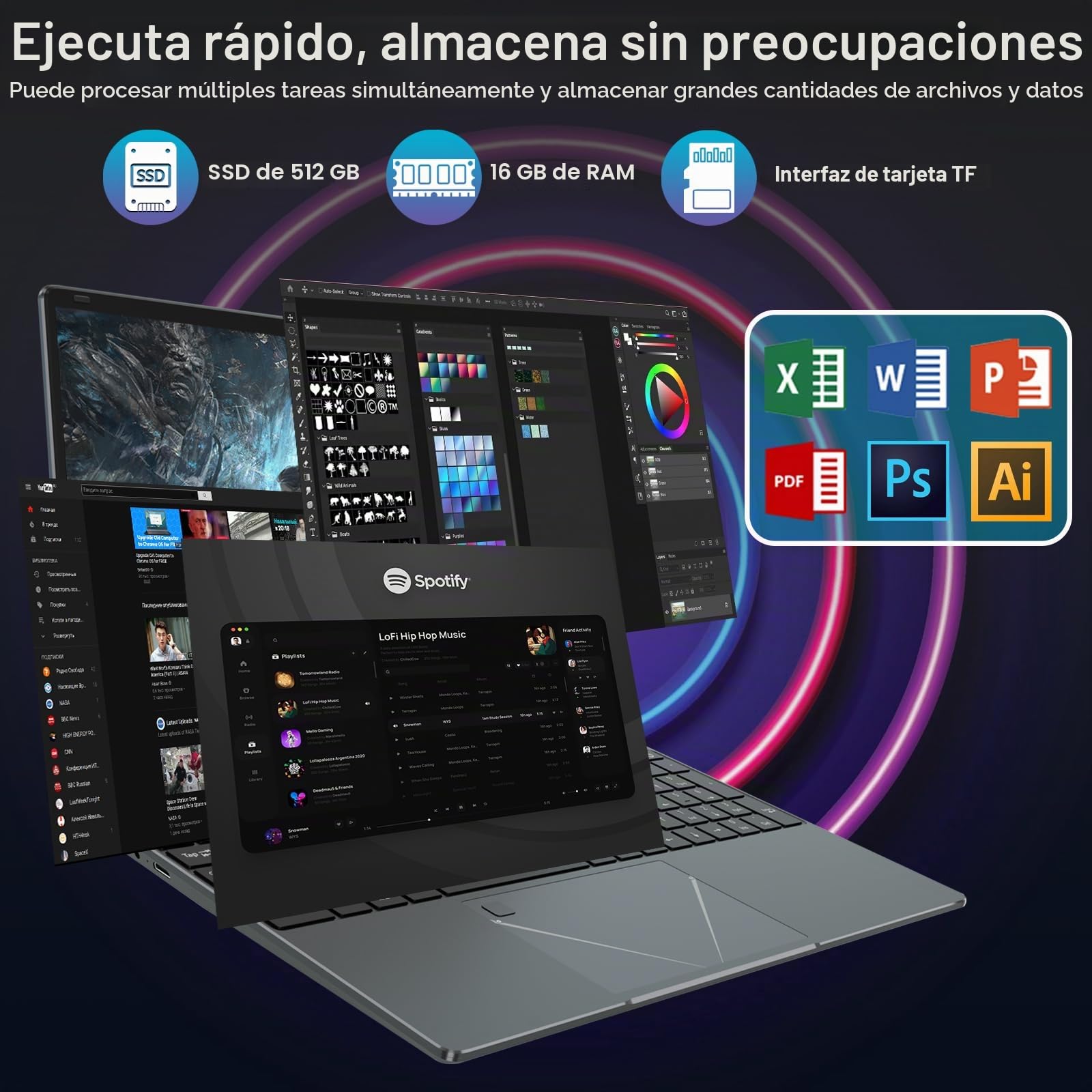 PINSTONE Ordenador portátil de 15,6 Pulgadas, Procesador Celeron N5095 | 16GB RAM 512GB SSD, pantalla Full HD, lector de huellas dactilares, HDMI, WiFi 5, Bluetooth, para escritorio y estudios
