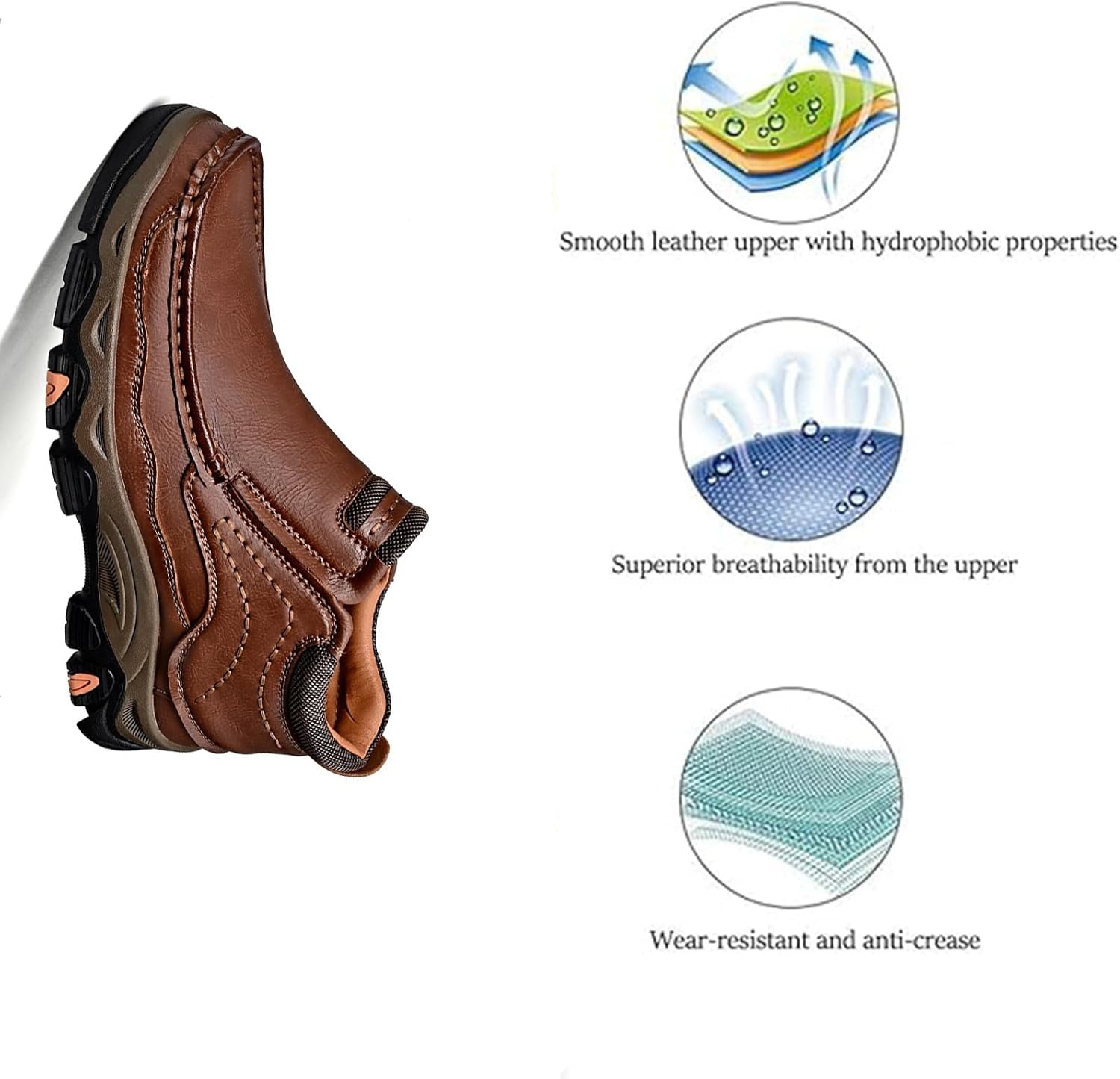 Men's Vintage Leather Mid-top Hands Free Chukka Boots Comfortable Handmade Non-Slip Wear resistance Outdoor Lightweight Casual Boots Driving Walking Hiking Work Loafers - Image 2