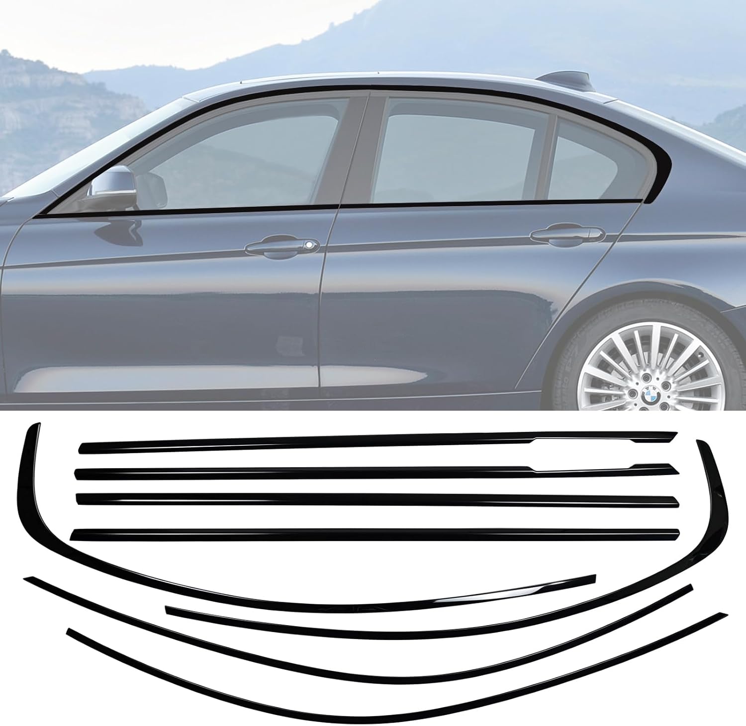 Stainless Steel Window Trim Chrome Delete for BMW F30 2012-2018 Black Window Trim Blackout Kit 12-18 F30 3 Series