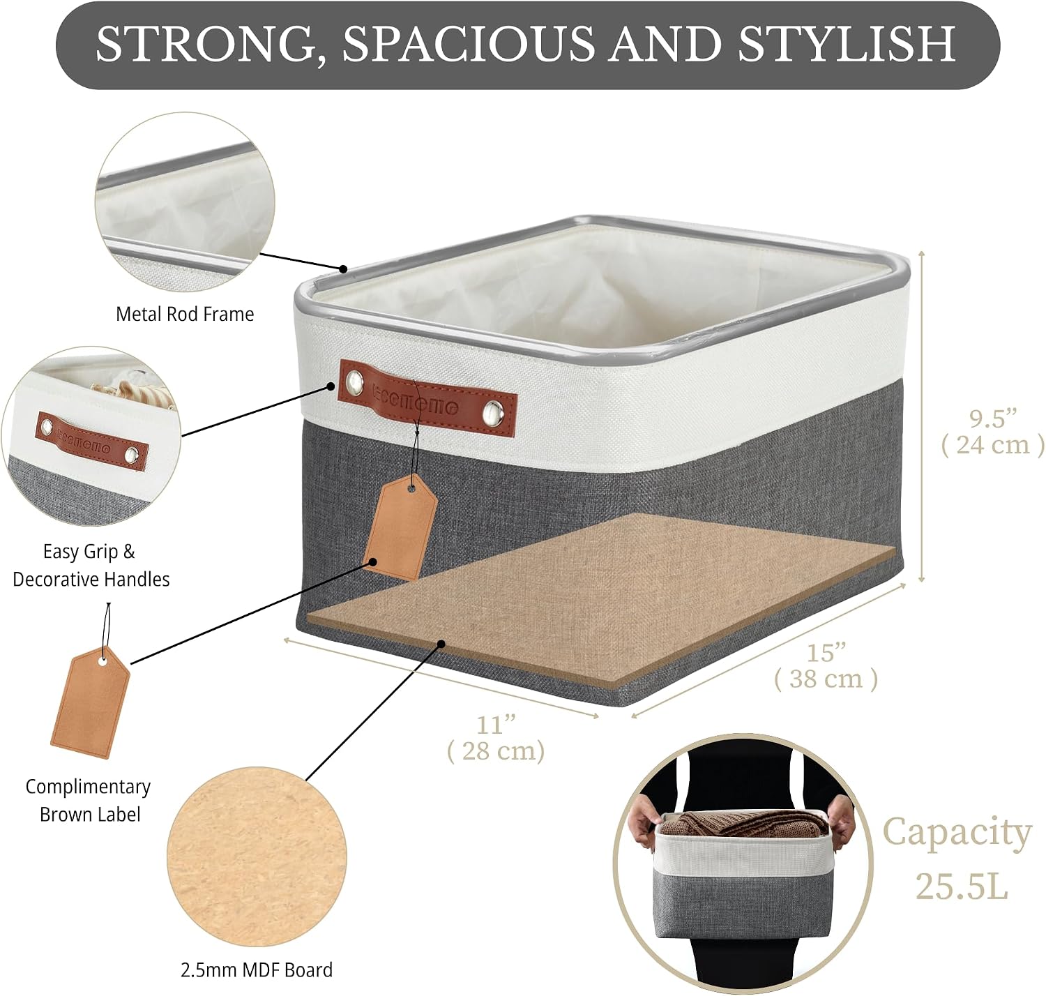 DECOMOMO Storage Bins, Large Fabric Storage Baskets for Shelves 4 Pack image 3