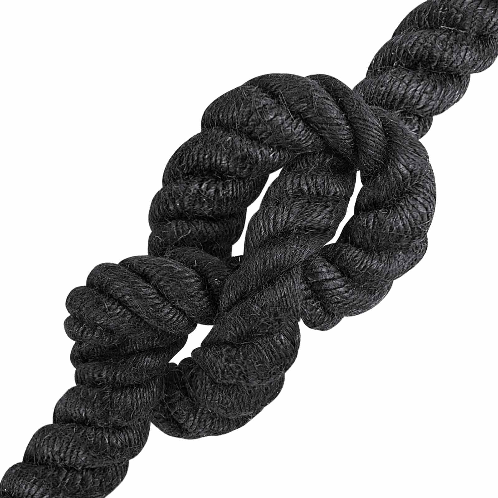 Cuerda de yute de 24 mm, color negro, 100% fibra de yute Tossa, 3 hebras