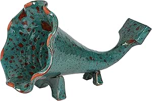 Handmade Ceramic Gramophone-Shaped Phone Amplifier - Decorative Turquoise Horn for Home Decor