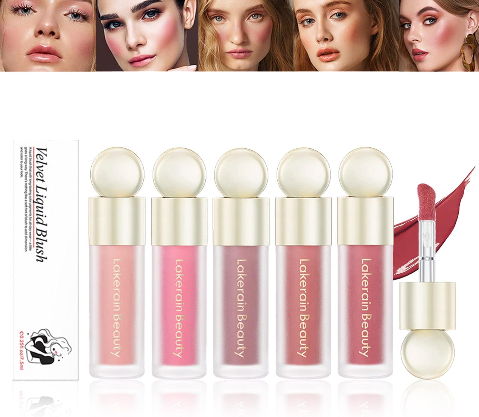 Soft Cream Liquid Blush, Color Liquid Blush Makeup for Cheeks, Long-Wearing, Natural-Looking, Dewy Finish, Skin Tint Blush Makeup,Moisturizing Silky Smooth Lightweight Blendable Glowing Blush