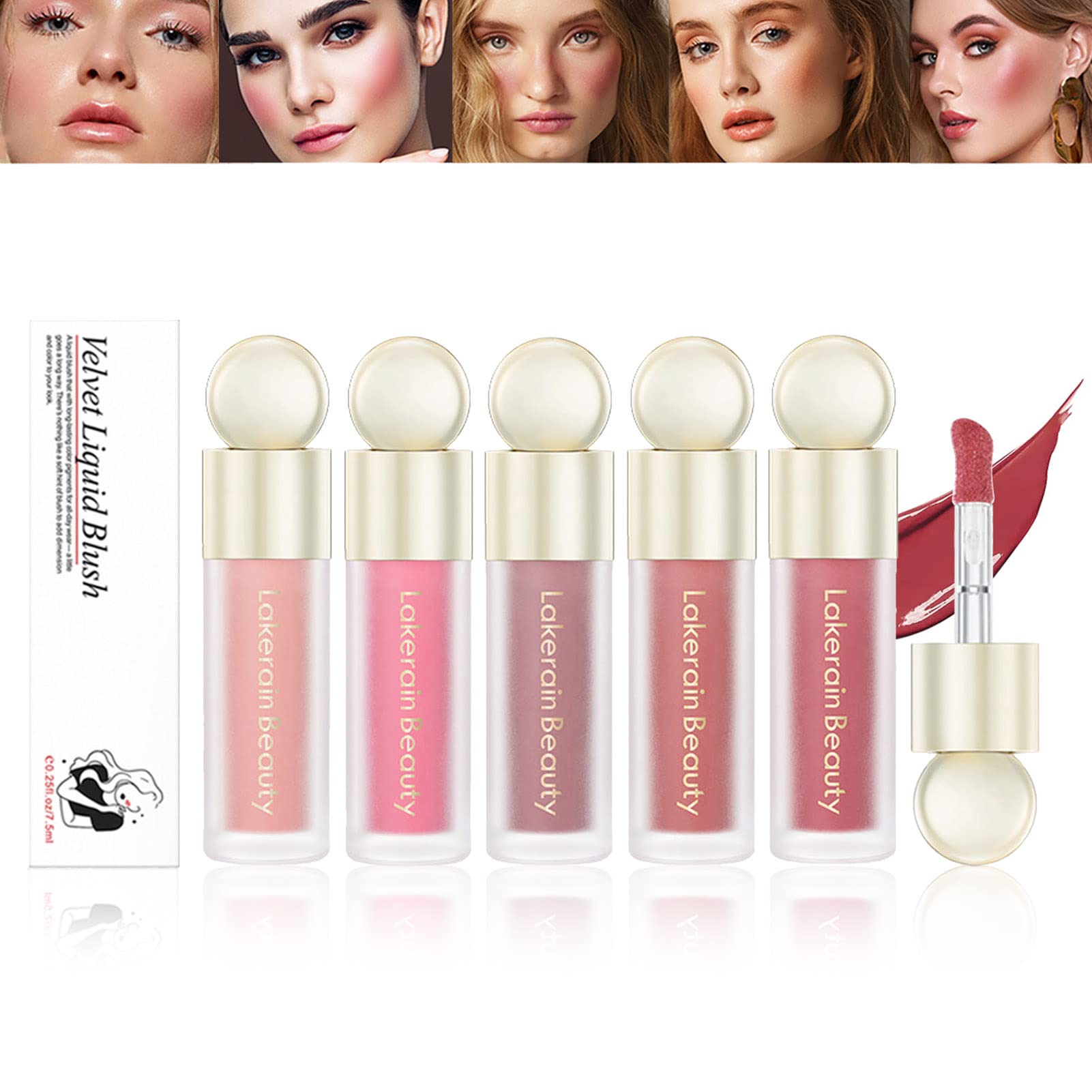 Soft Cream Liquid Blush, Color Liquid Blush Makeup for Cheeks, Long-Wearing, Natural-Looking, Dewy Finish, Skin Tint Blush Makeup,Moisturizing Silky Smooth Lightweight Blendable Glowing Blush