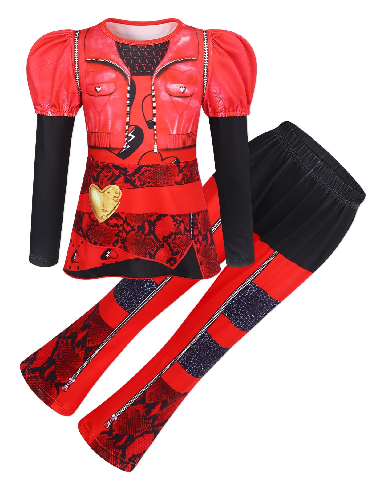 AmzBarley Descendants Rise of Red Costume Kids Girls Long Sleeve Shirt Tops Trousers Outfits Themed Party Fancy Dress Clothing Set