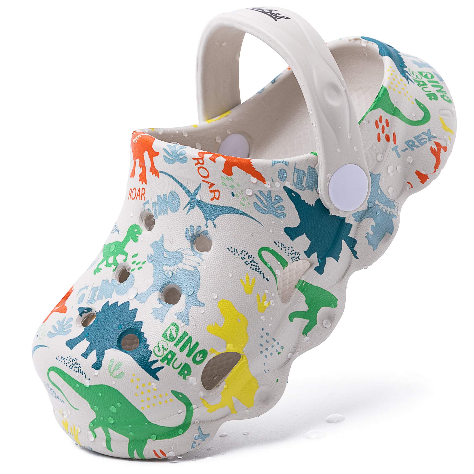 techcity Kids Dinosaur Garden Shoes Cute Cartoon Sandals Clogs Toddler Beach Pool Water Shoes Summer Slides for Boys Girls