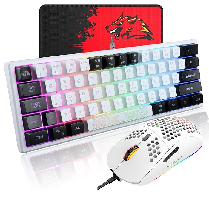 Buy 60 Wired Gaming Keyboard and Mouse Combo True RGB Mini Mechanical