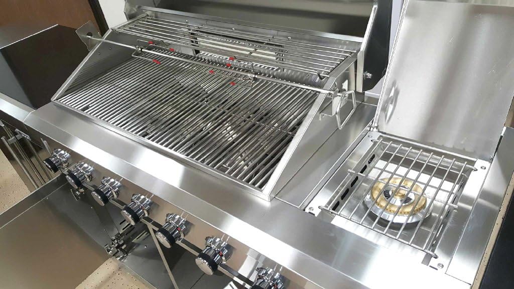 304 Stainless Steel 8 Burner 96,000 BTU Outdoor Propane/Natural Gas BBQ Grill with Cover, Rotisserie + Side Burner