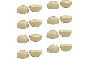 200-Piece 1-Inch Wooden Split Balls: Half-Round Wood Beads for DIY Crafts