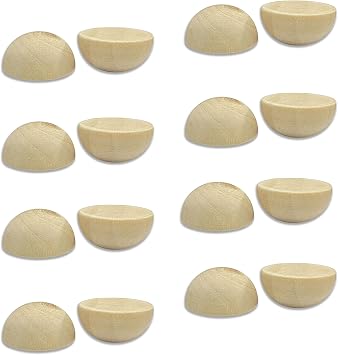 200 Pieces 1 Inch Wooden Split Balls Half Round Wood Beads Unfinished Wooden Half Sphere for DIY Crafts