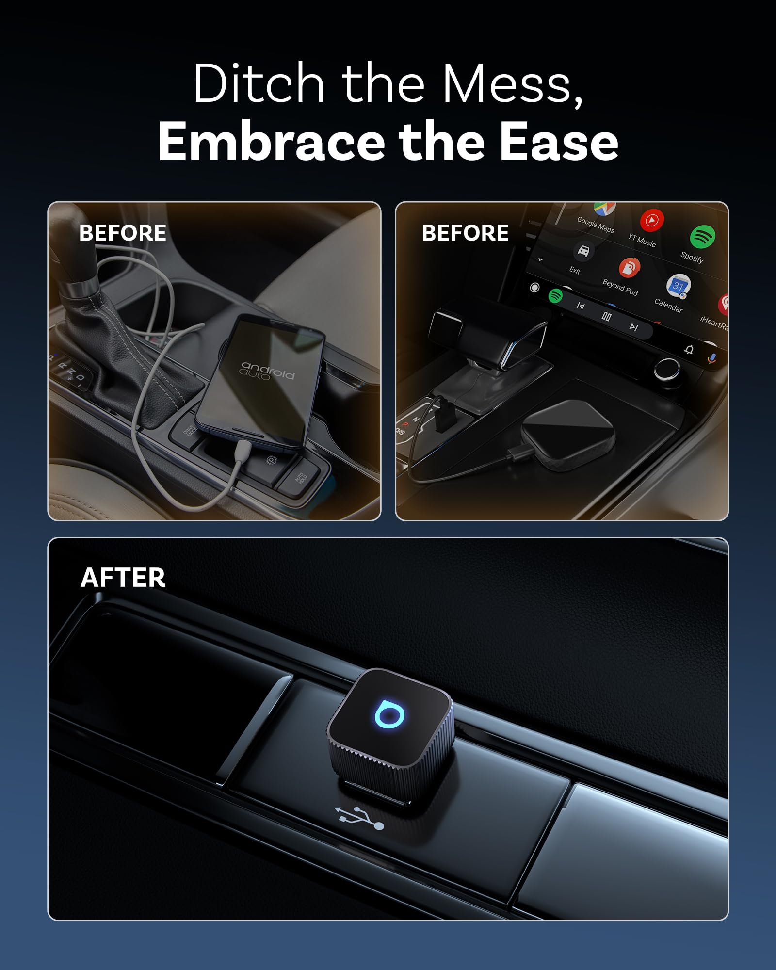 OTTOCAST Mini Slim 2026 Bezprzewodowy Adapter CarPlay i Android Auto, Adapter 2 w 1 do Samochodów z Fabrycznym CarPlay i Android Auto, Plug & Play, Automatyczne Łączenie